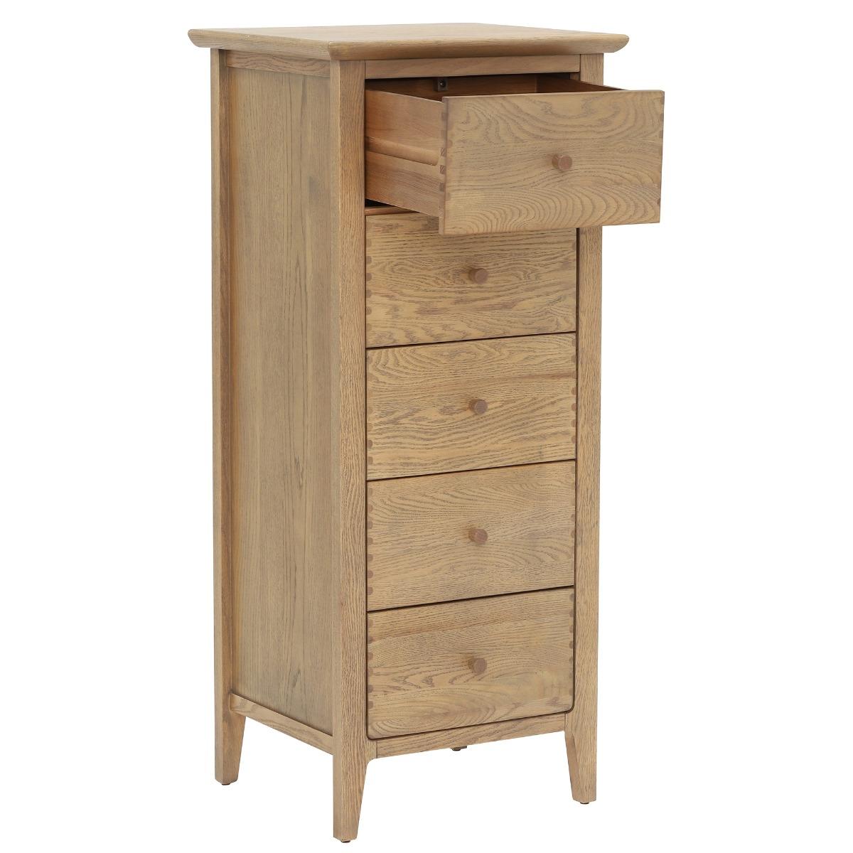 Runswick 5 Drawer Chest, Brown Oak Wood | Barker & Stonehouse – image 3