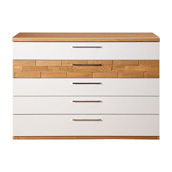 Azalas 5 Drawer Wide Chest, Cream High Gloss – image 1