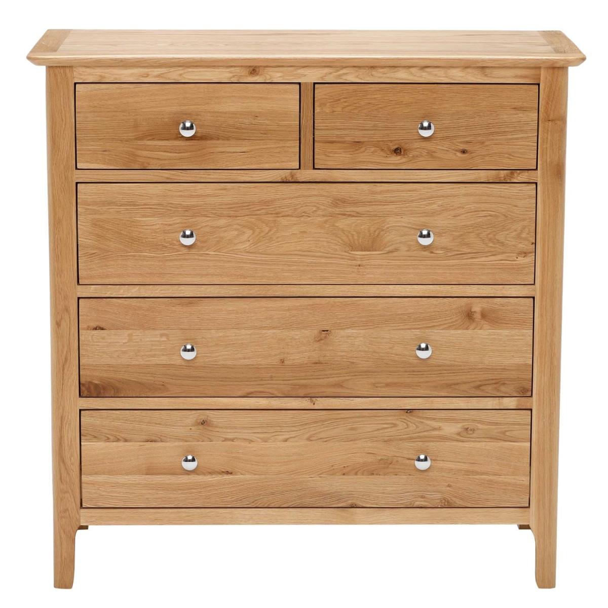 Martello 2 over 3 Drawer Chest, Brown Oak Wood | Barker & Stonehouse – image 2