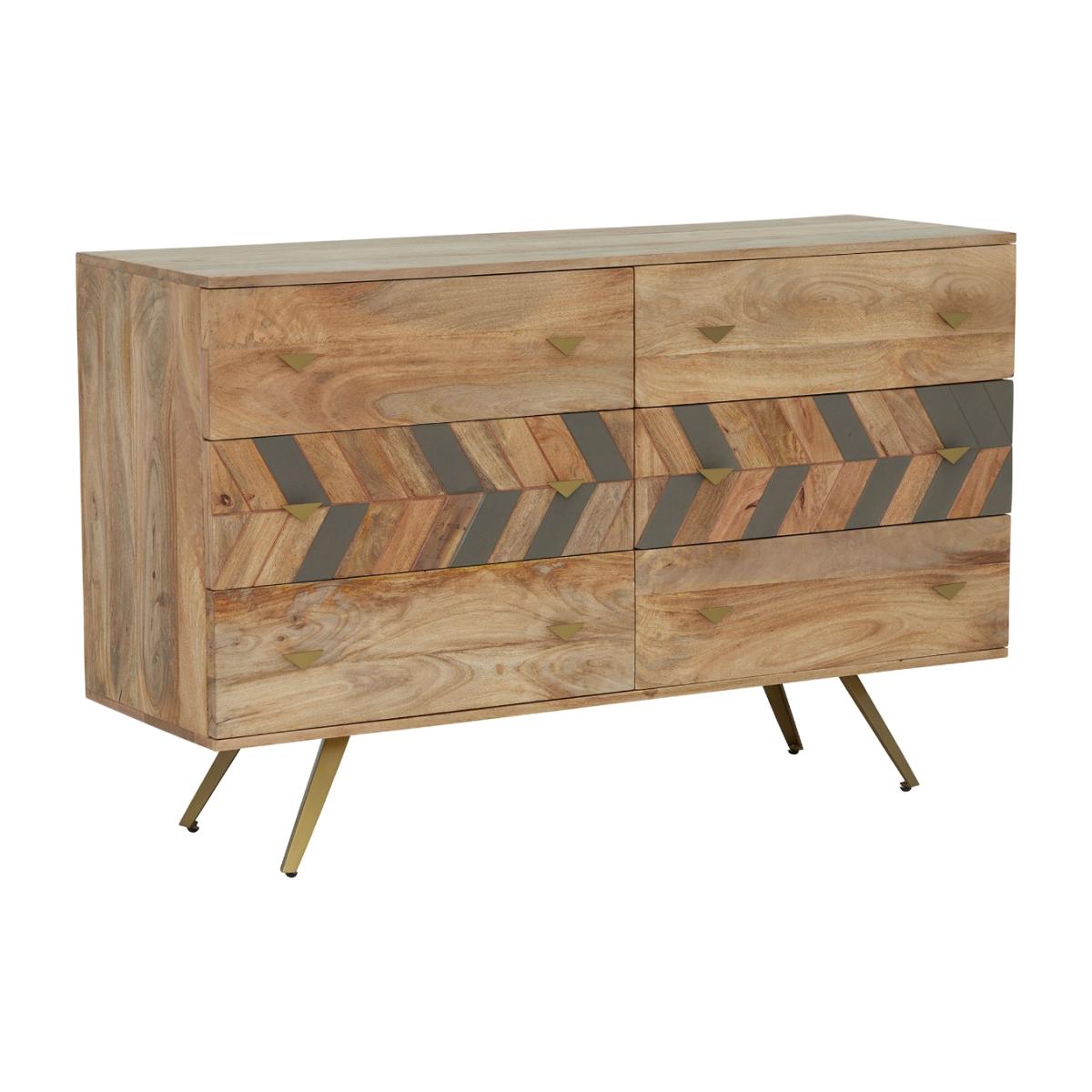 Leif 6 Drawer Wide Chest, Neutral Mango Wood | Barker & Stonehouse – image 1