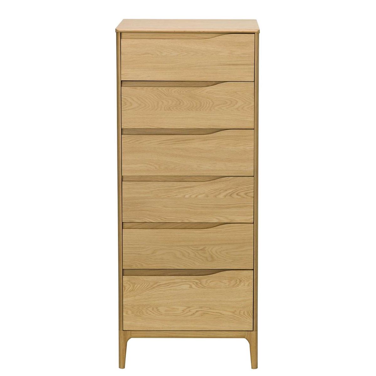 Ercol Rimini 6 Drawer Tall Chest, Neutral Oak Wood | Barker & Stonehouse – image 2