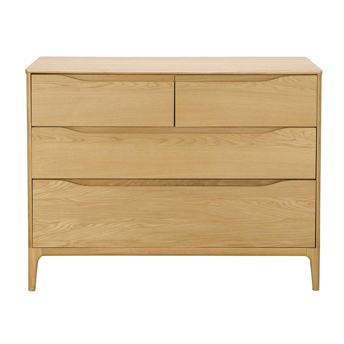 Ercol Rimini 4 Drawer Low Wide Chest, Neutral Oak Wood | Barker & Stonehouse – image 2