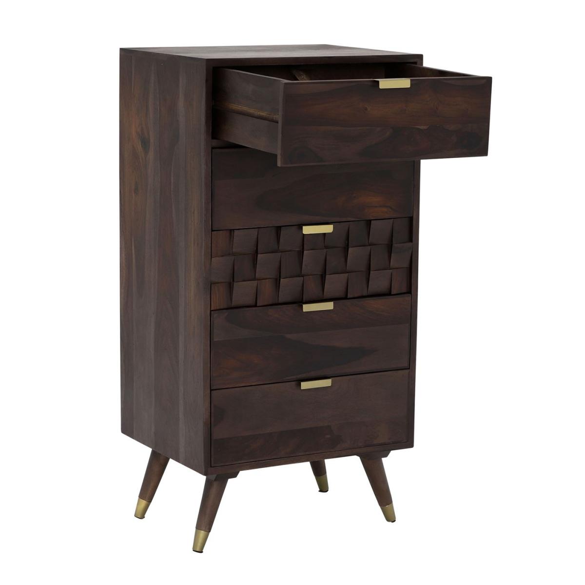 Kora 5 Drawer Tall Chest, Brown Wood | Barker & Stonehouse – image 3