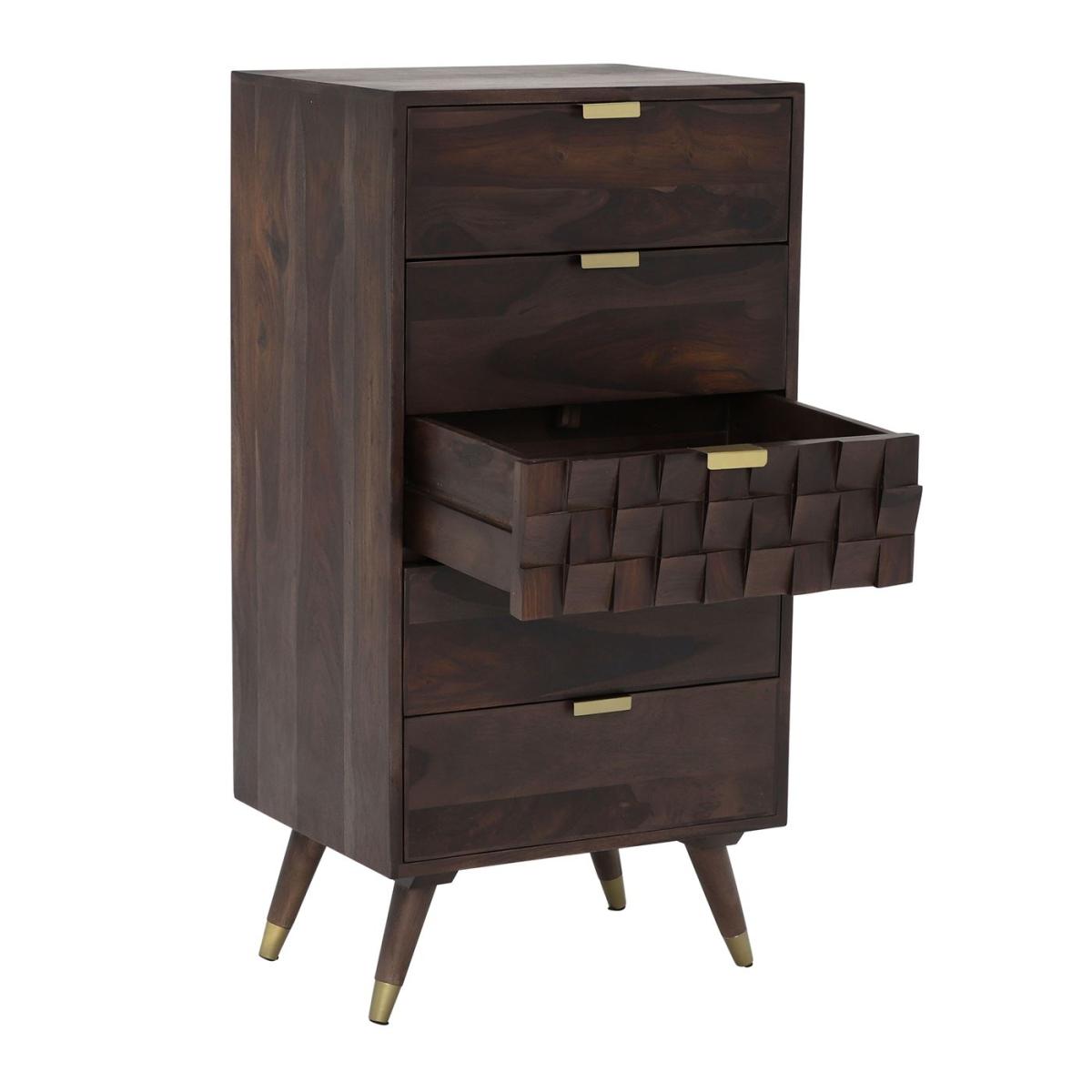 Kora 5 Drawer Tall Chest, Brown Wood | Barker & Stonehouse – image 5