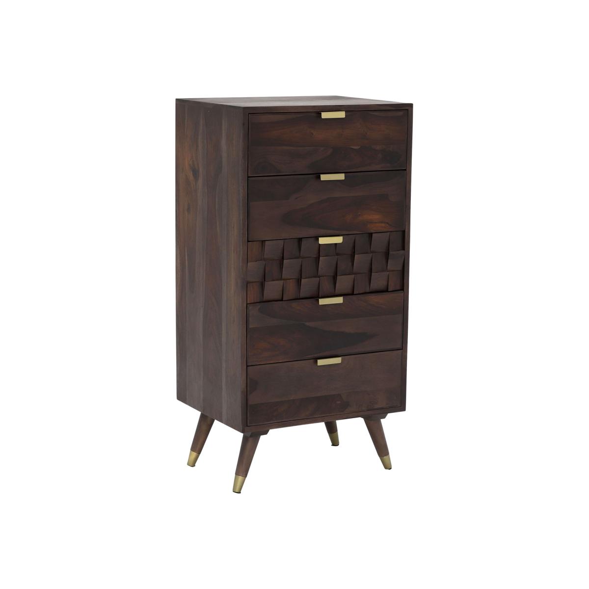 Kora 5 Drawer Tall Chest, Brown Wood | Barker & Stonehouse – image 1