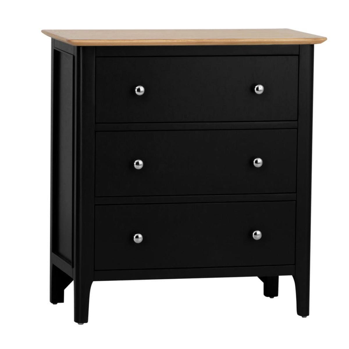 Bergen Black Painted Oak Chest of 3 Drawers – image 2