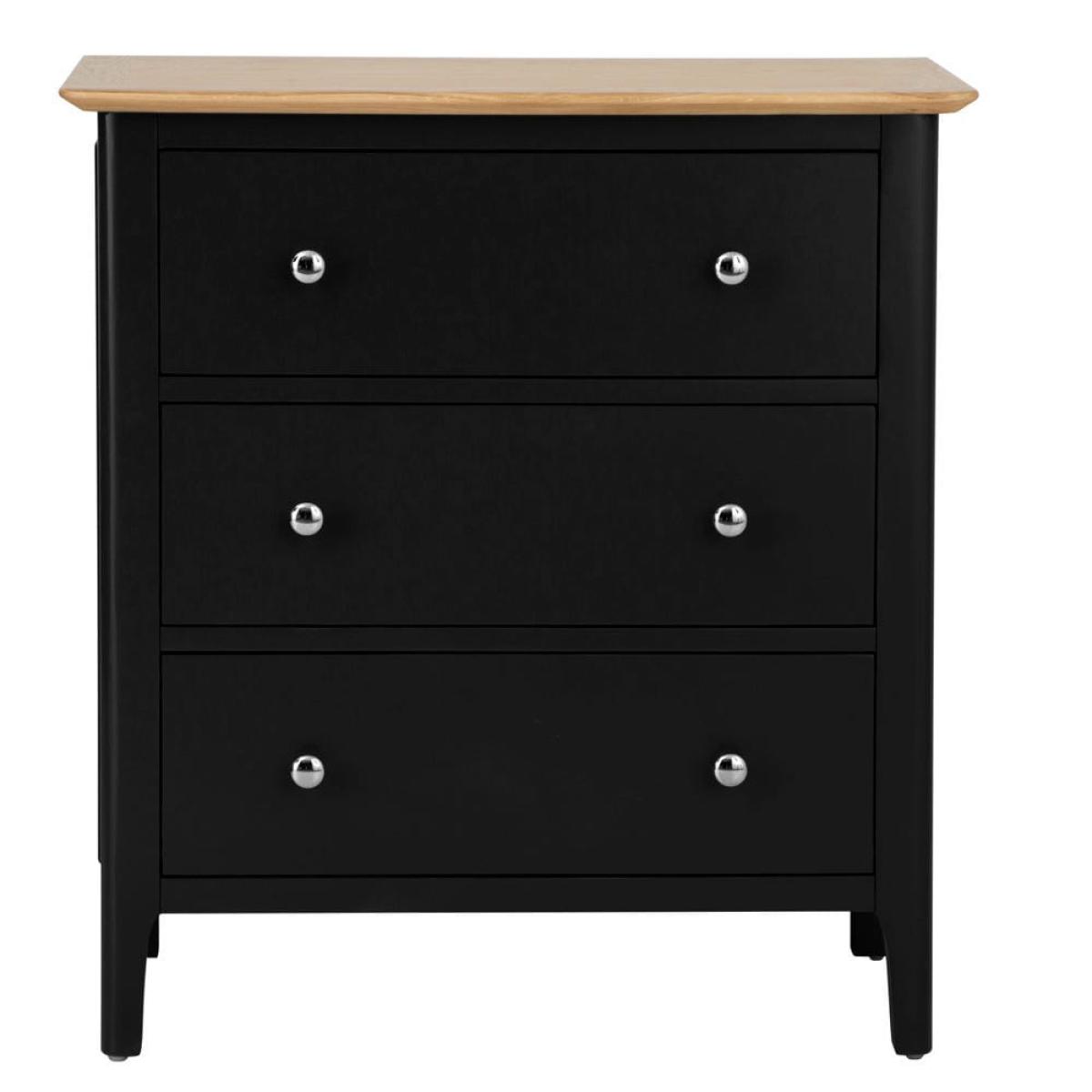 Bergen Black Painted Oak Chest of 3 Drawers – image 11