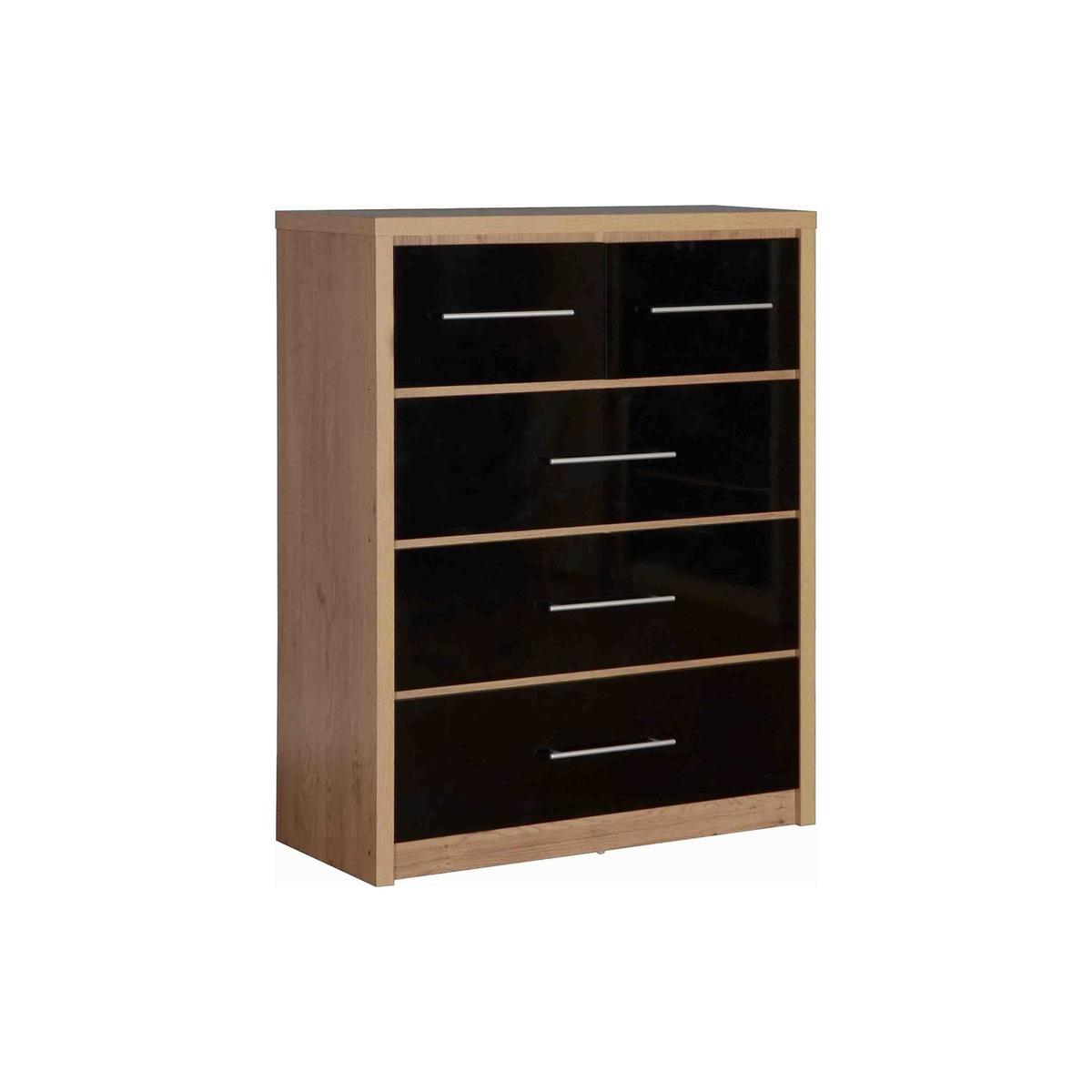 Seville 2 Over 3 Drawer Chest Black