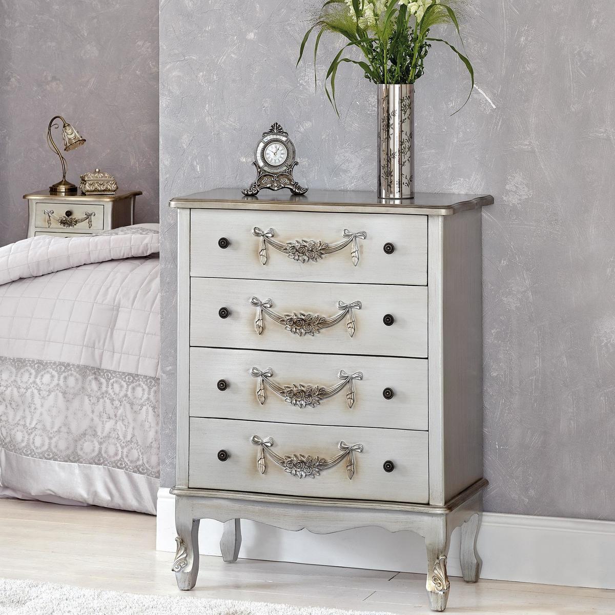 Toulouse Silver Wide 4 Drawer Chest Silver – image 3