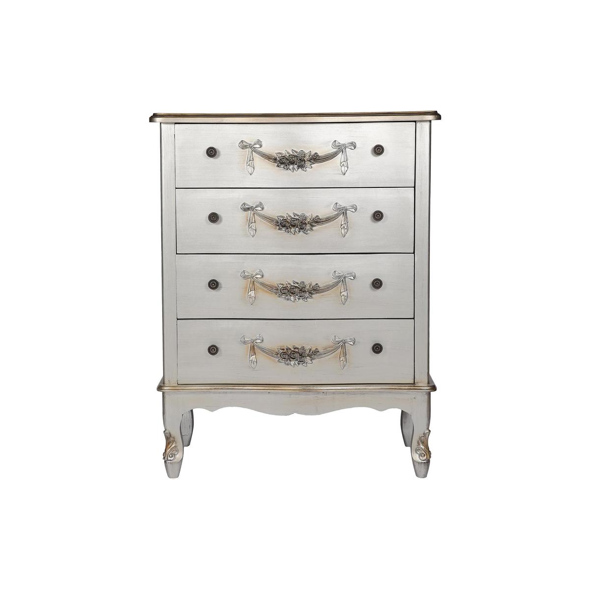 Toulouse Silver Wide 4 Drawer Chest Silver – image 1