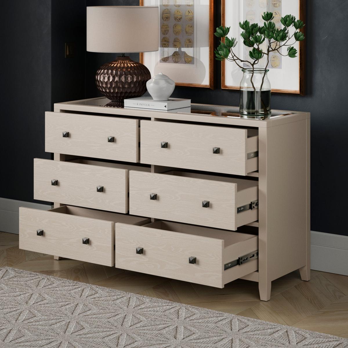 Luxe Wide 6 Drawer Chest Of Drawers Natural – image 2