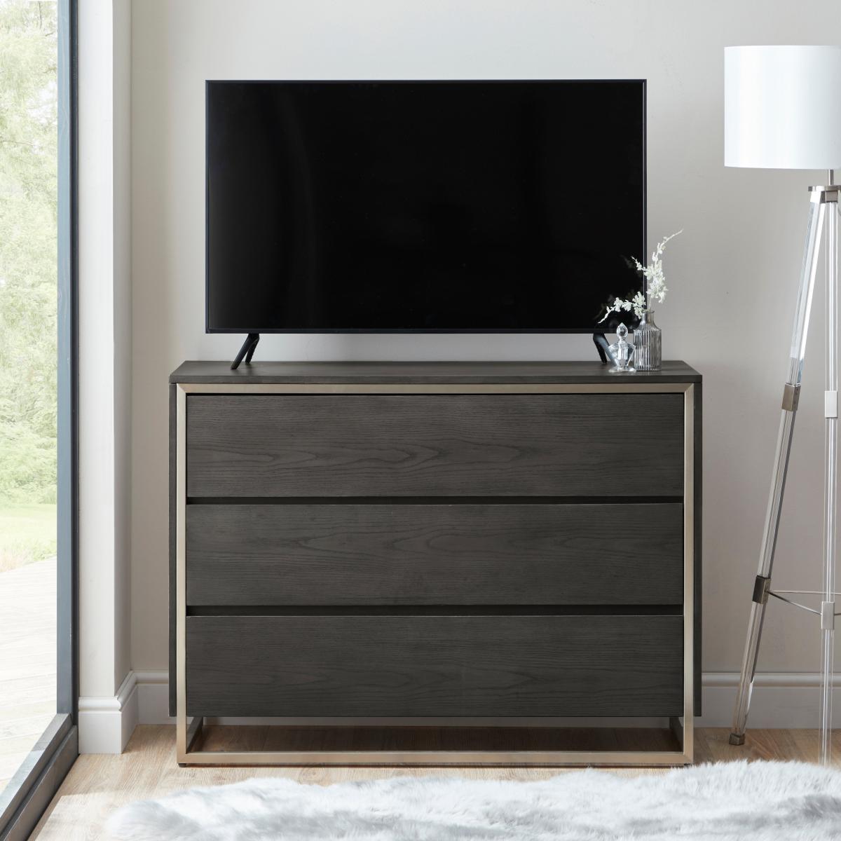 Logan 3 Drawer Chest Grey – image 2