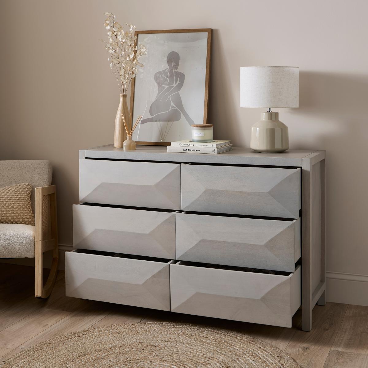 Watkins 6 Drawer Chest, Mango Wood White – image 3