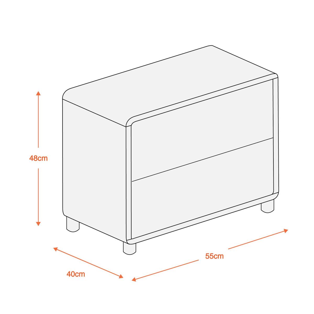 Soho White Gloss 2 Drawer Bedside Table White – image 2