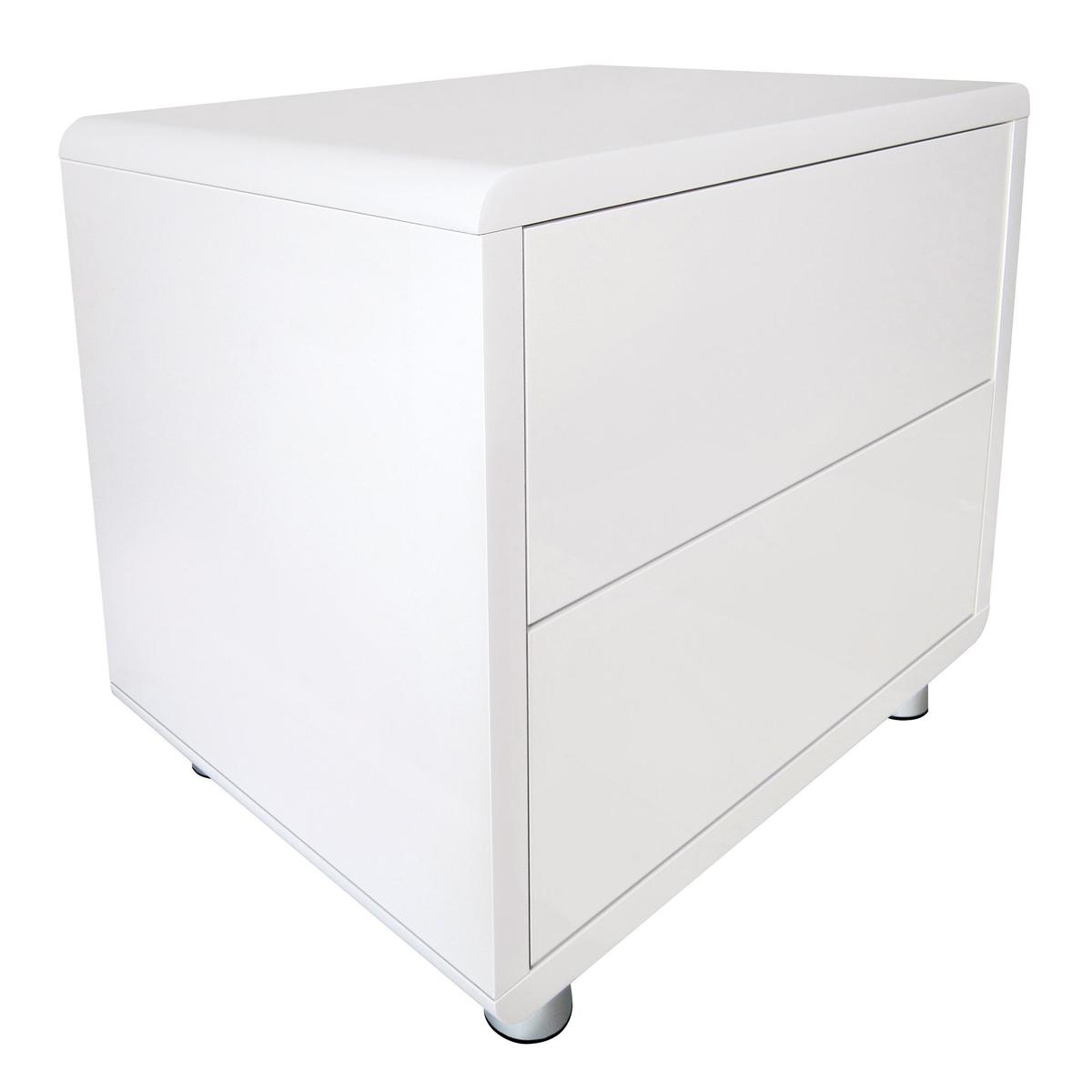 Soho White Gloss 2 Drawer Bedside Table White – image 3
