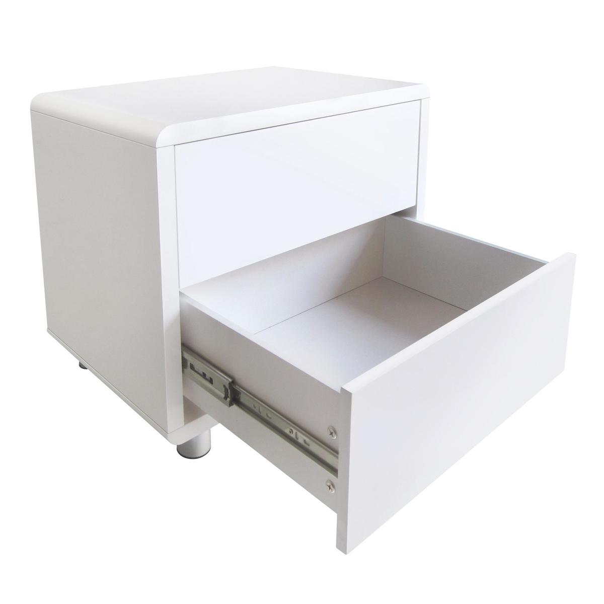 Soho White Gloss 2 Drawer Bedside Table White – image 4