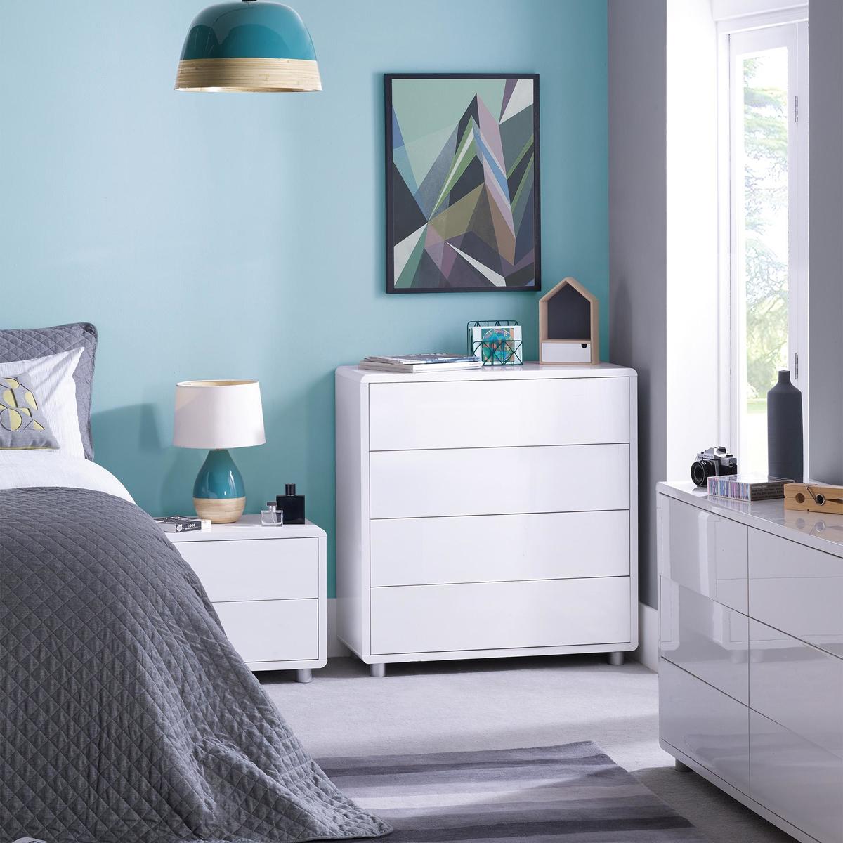 Soho White Gloss 2 Drawer Bedside Table White – image 7