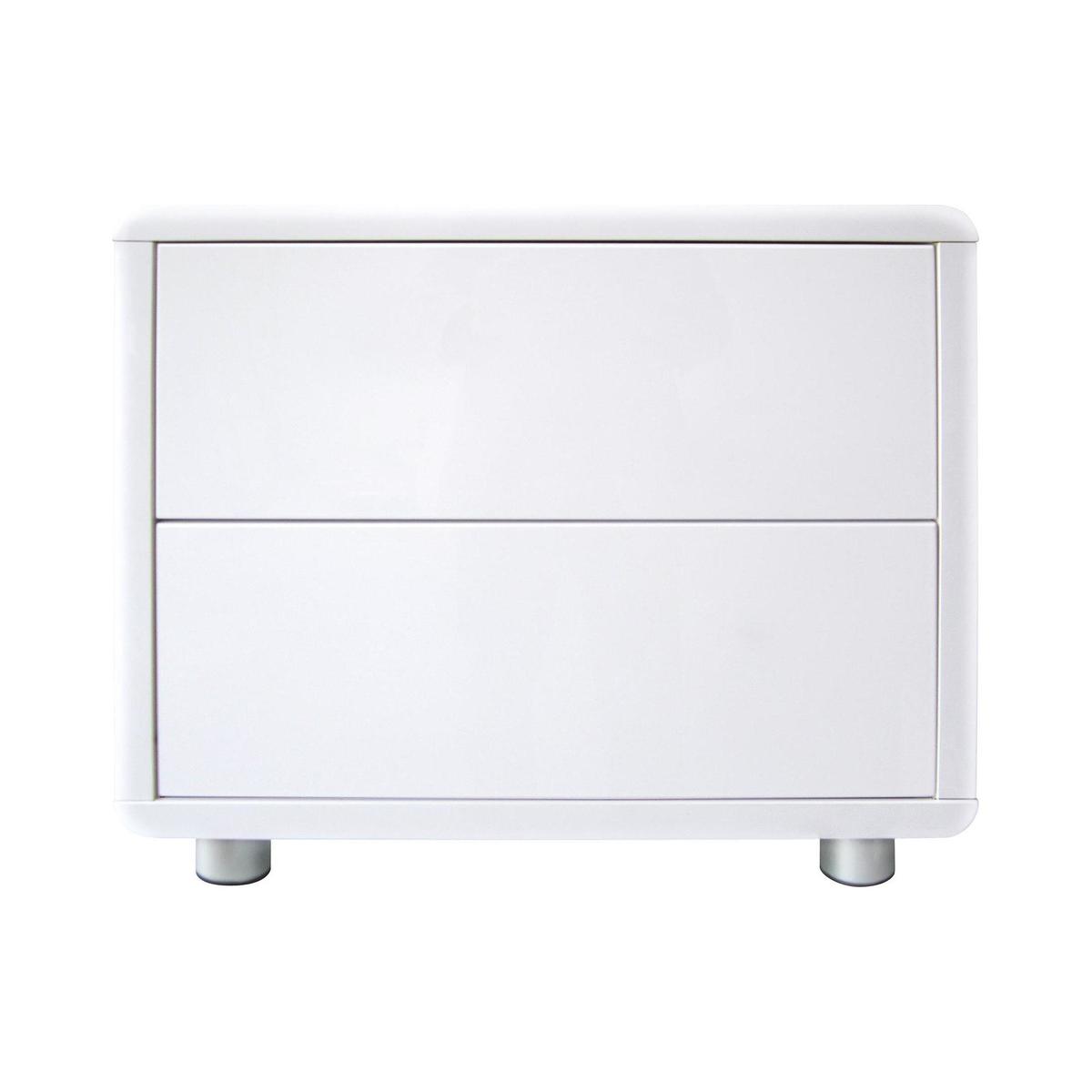 Soho White Gloss 2 Drawer Bedside Table White – image 1