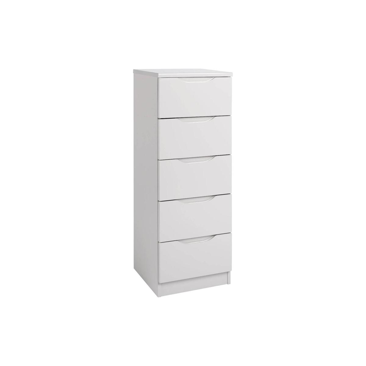 Legato Light Grey Gloss 5 Drawer Tallboy Cream – image 2