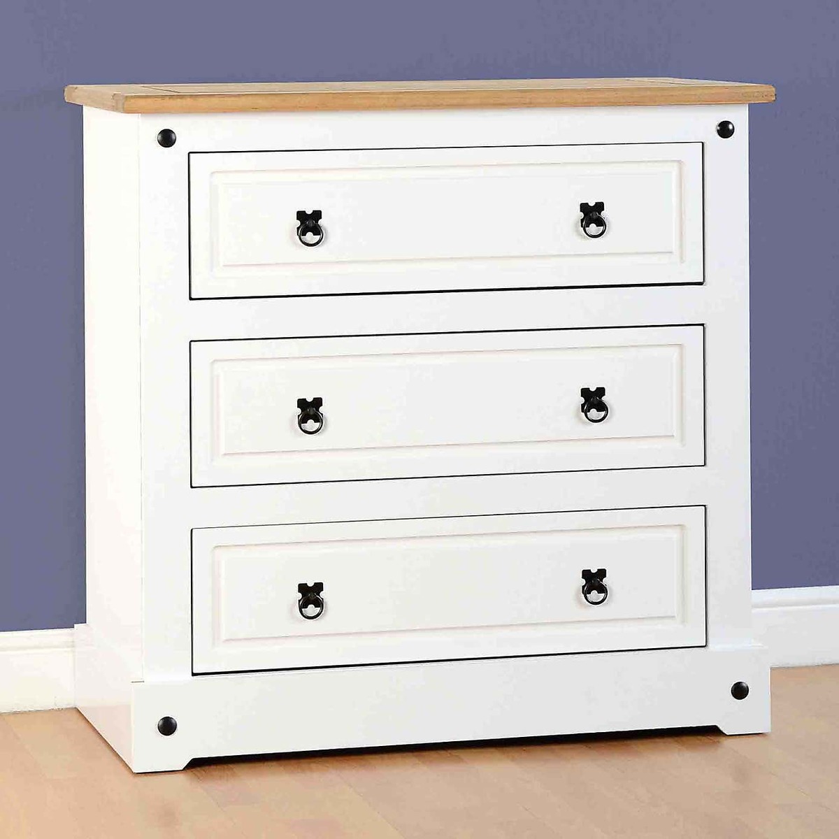 Corona White 3 Drawer Chest White – image 2