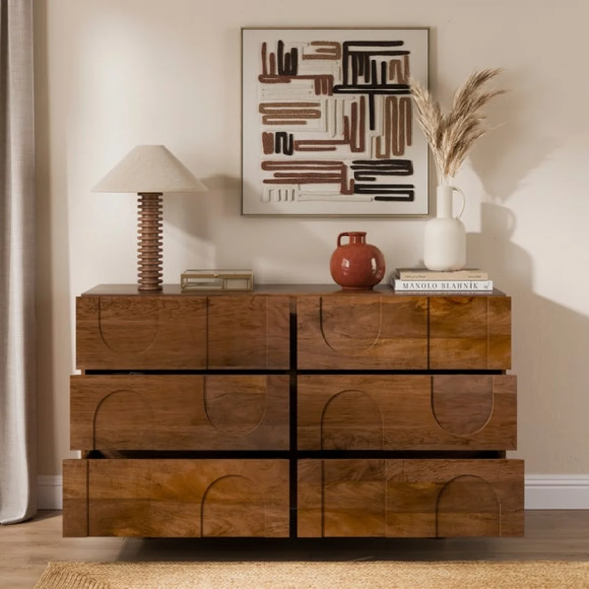Juni 6 Drawer Chest, Mango Wood – image 2