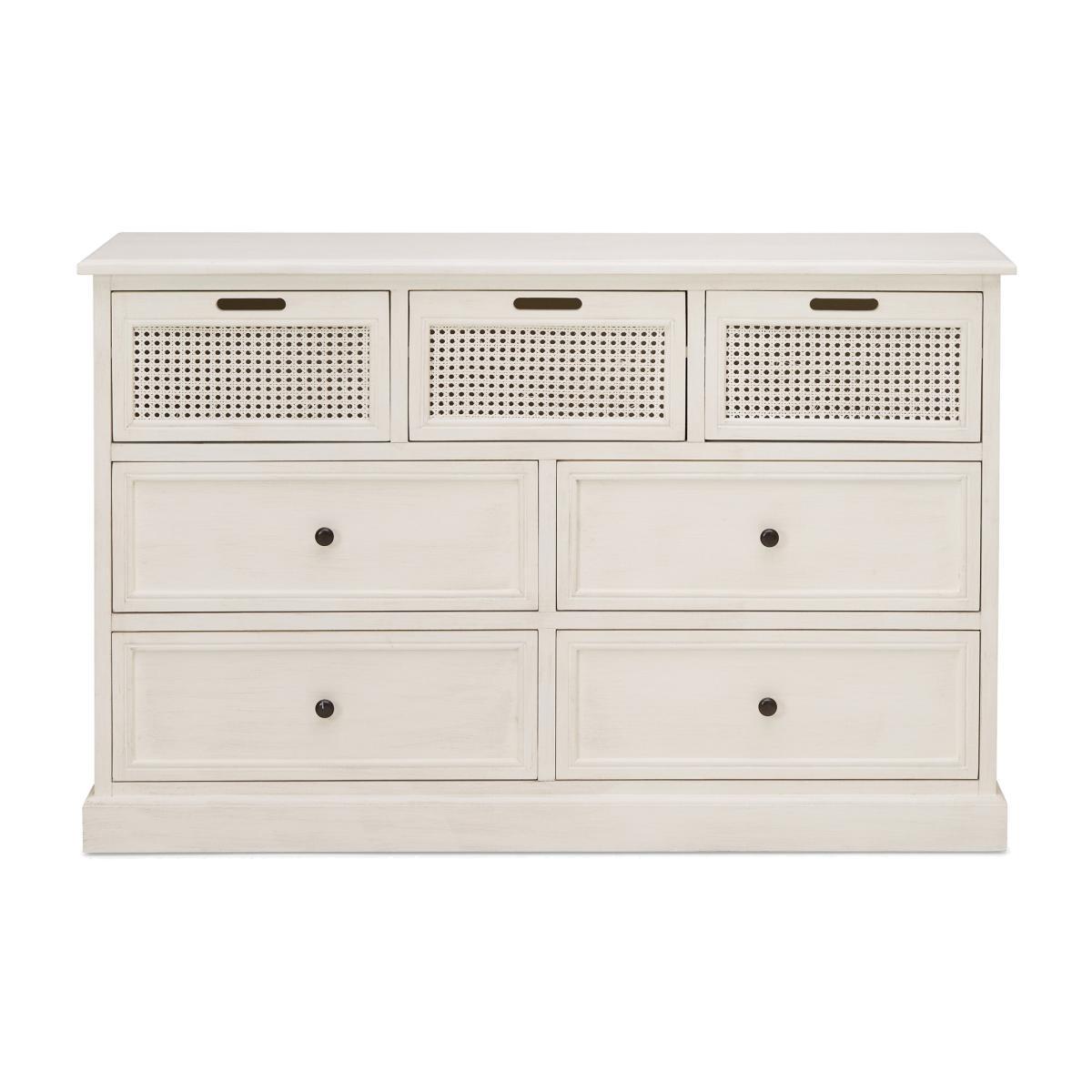 Lucy Cane Cream 7 Drawer Chest White – image 1