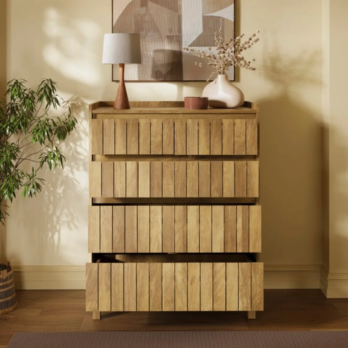 Humphrey 5 Drawer Chest, Mango Wood Effect – image 2