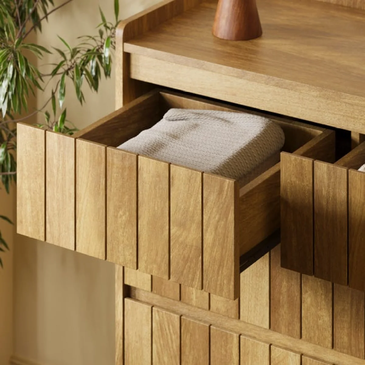Humphrey 5 Drawer Chest, Mango Wood Effect – image 3