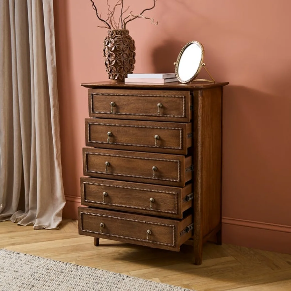 Ettie Beaded 5 Drawer Chest, Mango Wood – image 2