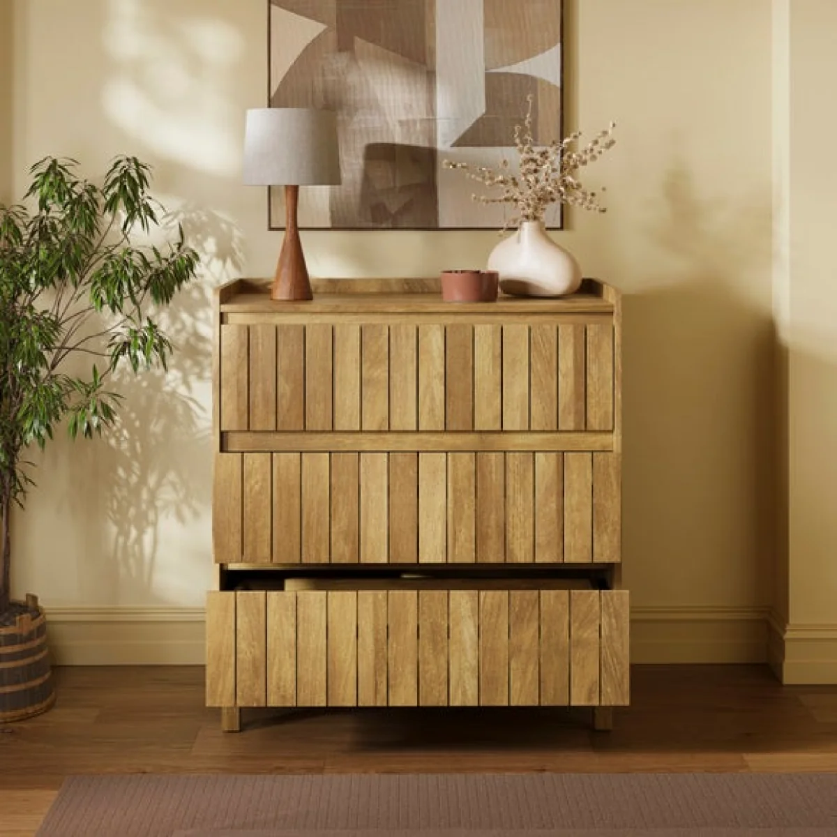 Humphrey 3 Drawer Chest, Mango Wood Effect – image 2