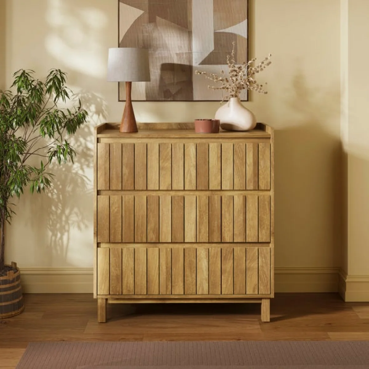 Humphrey 3 Drawer Chest, Mango Wood Effect – image 1