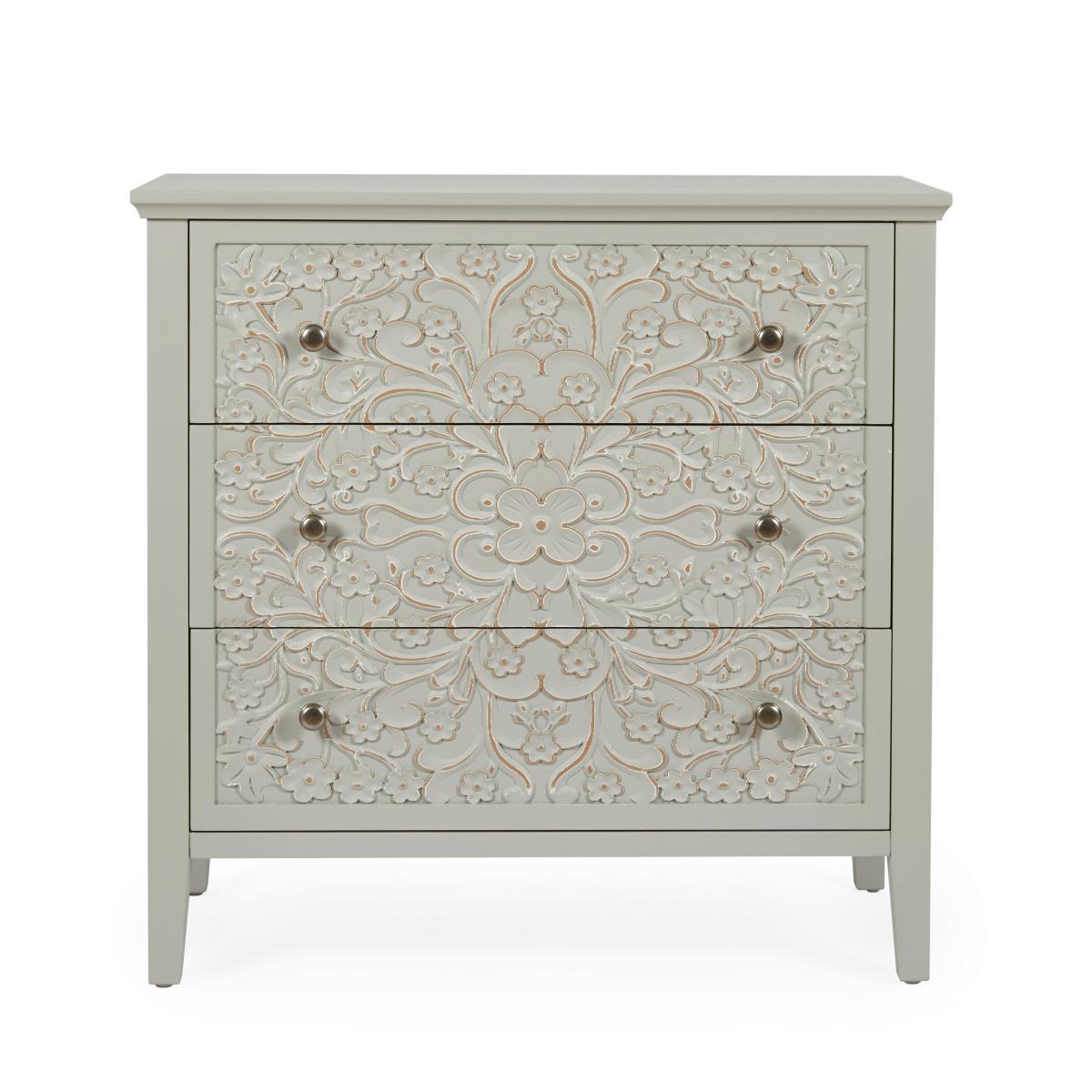 Josie Floral 3 Drawer Chest Grey – image 2