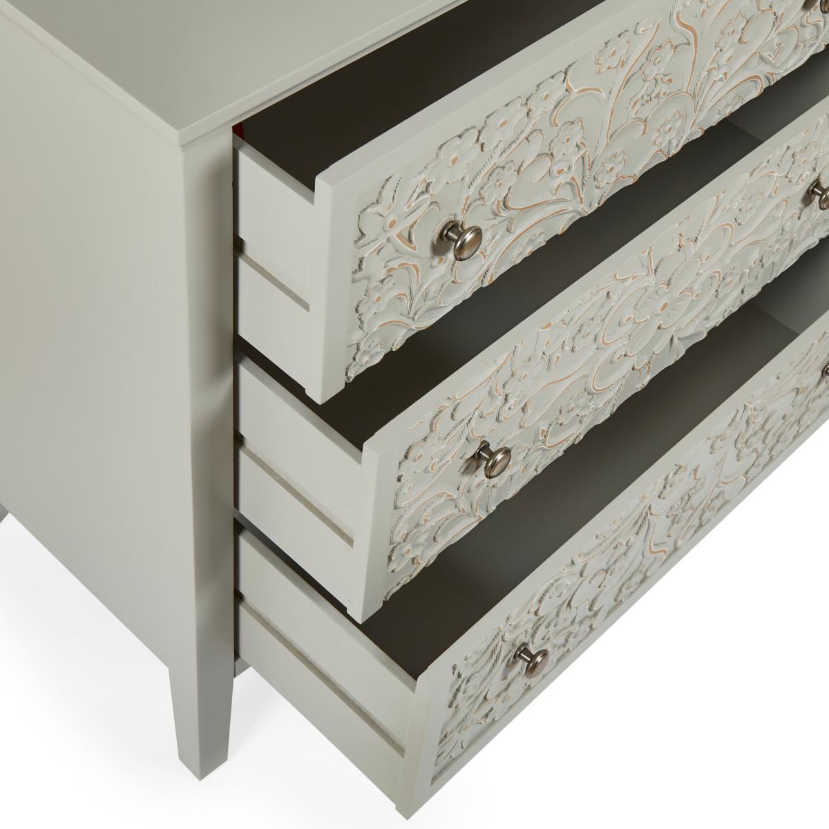 Josie Floral 3 Drawer Chest Grey – image 4