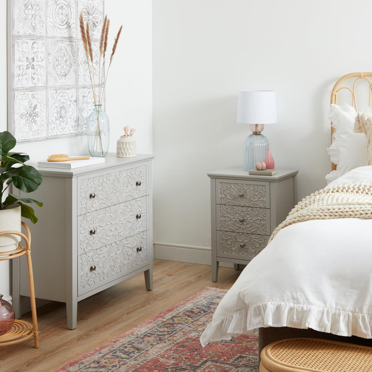 Josie Floral 3 Drawer Chest Grey – image 6