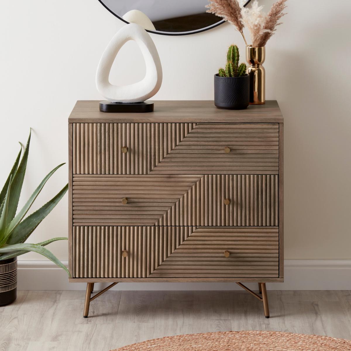 Priya 3 Drawer Chest Brown – image 1