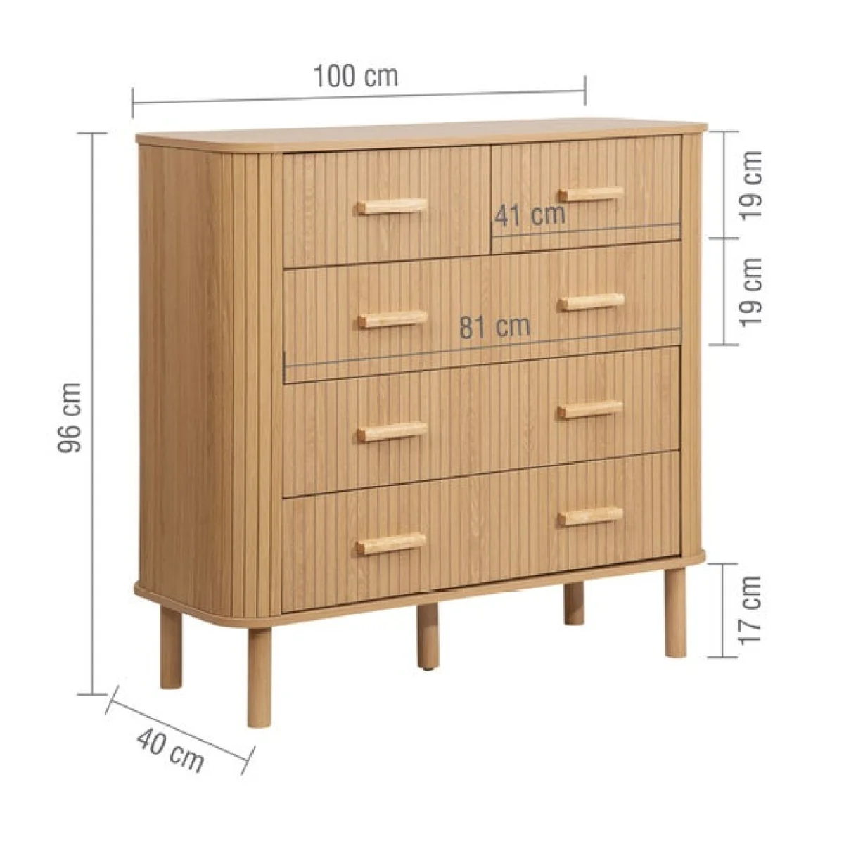 Axel 5 Drawer Fluted Chest – image 7