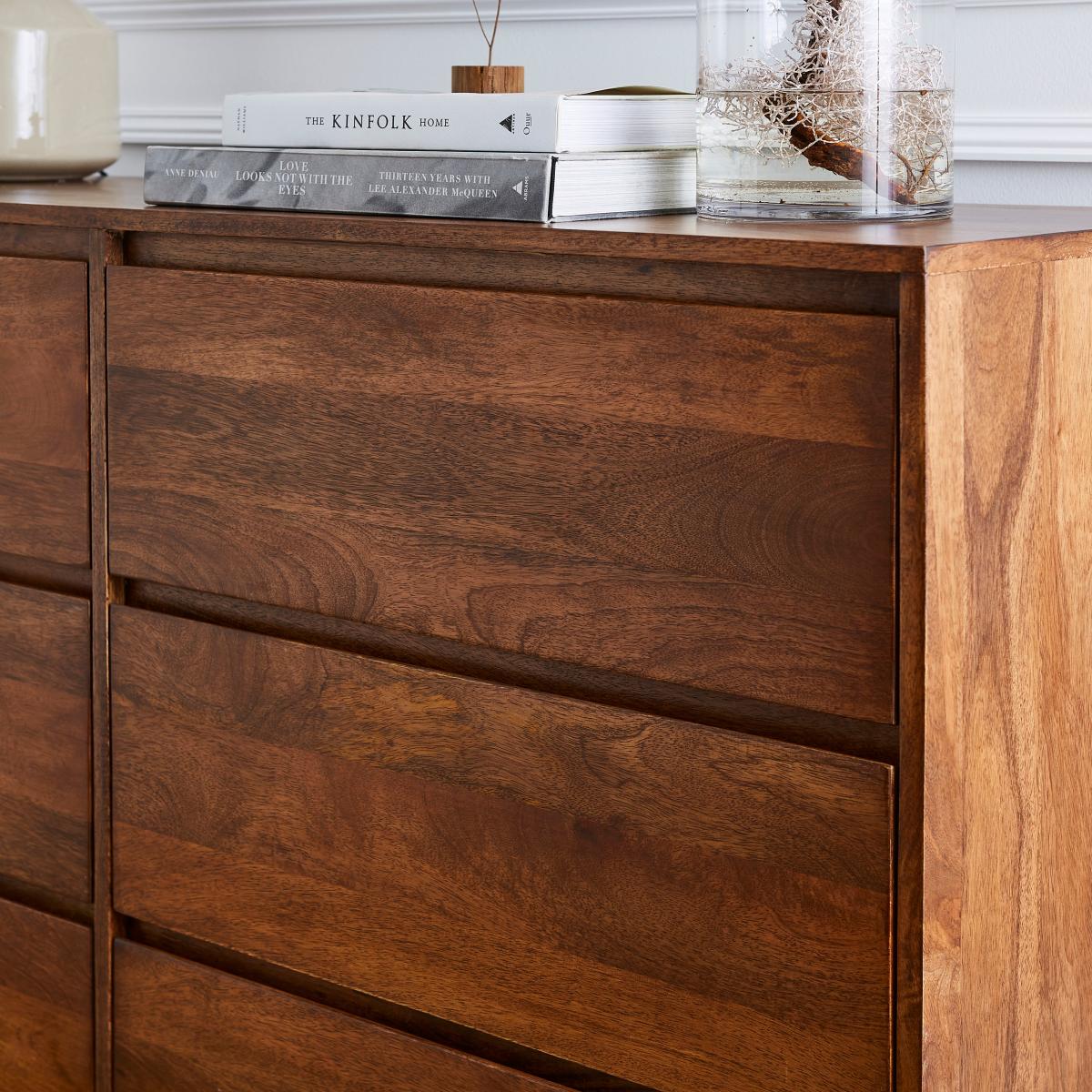 Brannock 6 Drawer Chest, Mid Stained Mango Wood Brown – image 4