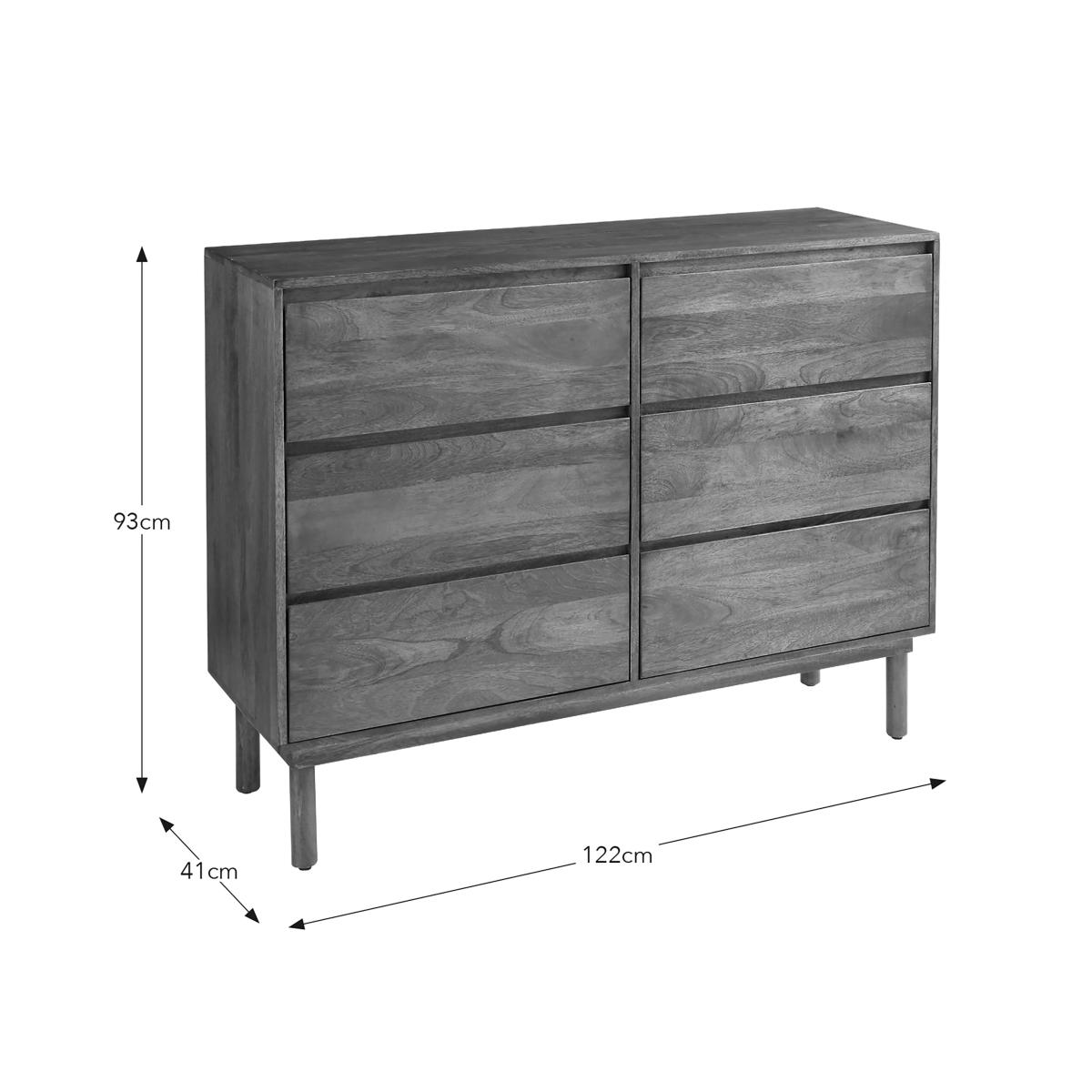 Brannock 6 Drawer Chest, Mid Stained Mango Wood Brown – image 6