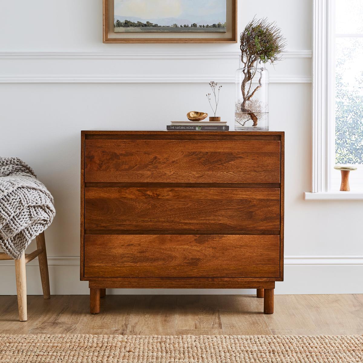 Brannock 3 Drawer, Chest Mid Stained Mango Wood Brown – image 2