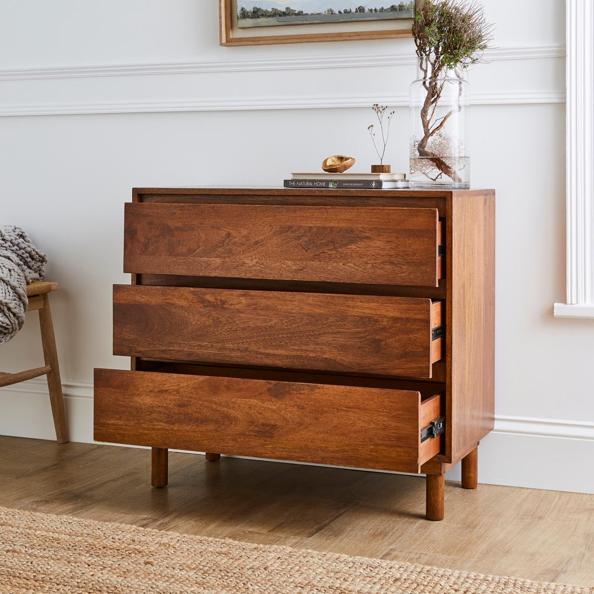 Brannock 3 Drawer, Chest Mid Stained Mango Wood Brown – image 3