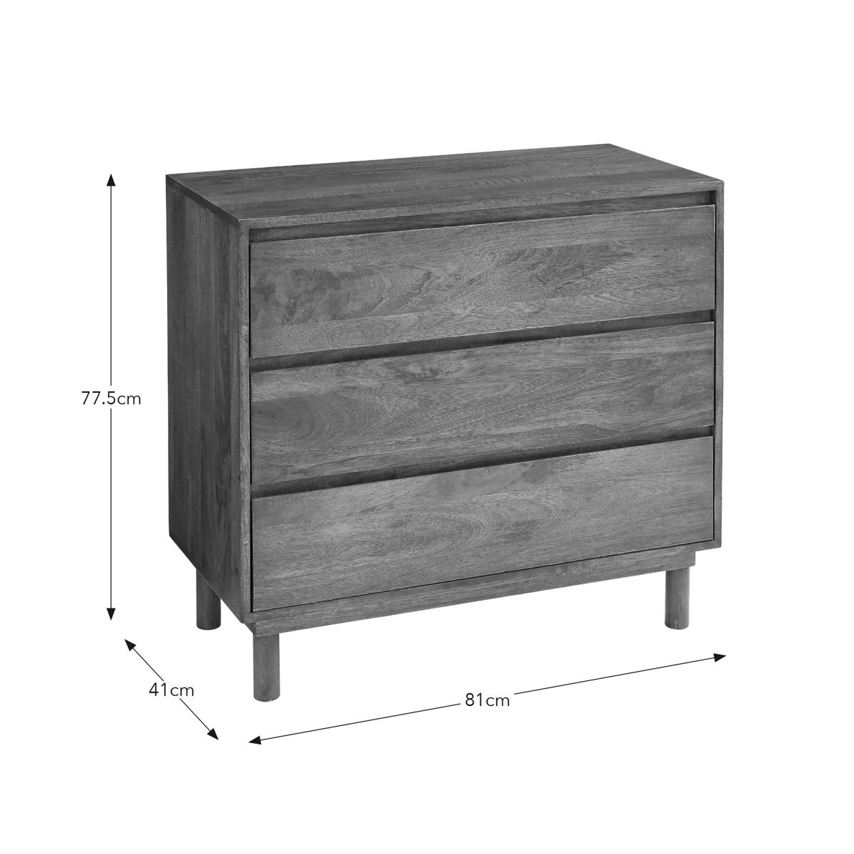 Brannock 3 Drawer, Chest Mid Stained Mango Wood Brown – image 6