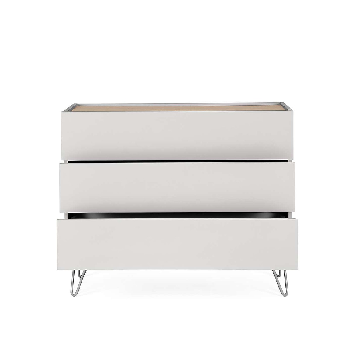 Penelope Dove Grey 3 Drawer Chest Grey and Brown – image 4