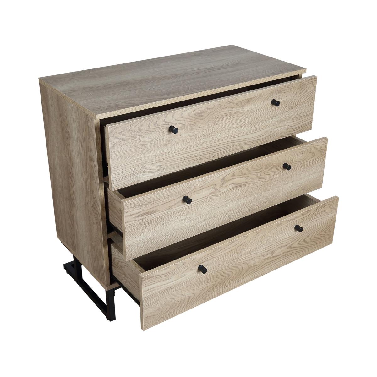 Charlie 3 Drawer Chest Oak Effect Brown – image 7