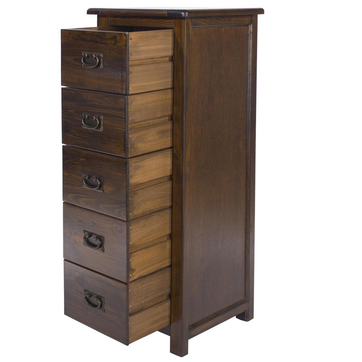Boston Narrow 5 Tallboy Drawer Chest Brown – image 2
