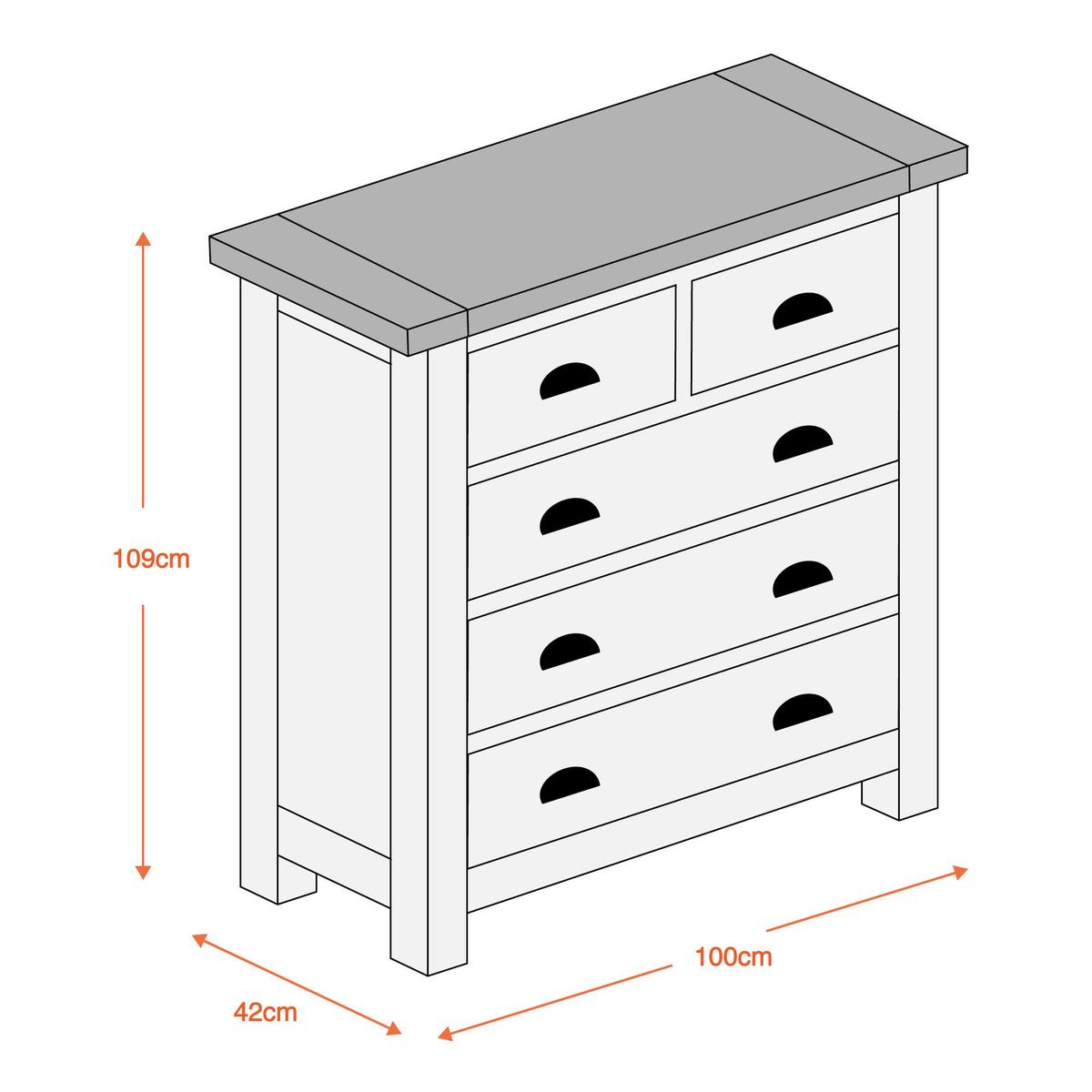 Wilby Cream 5 Drawer Chest Cream – image 3