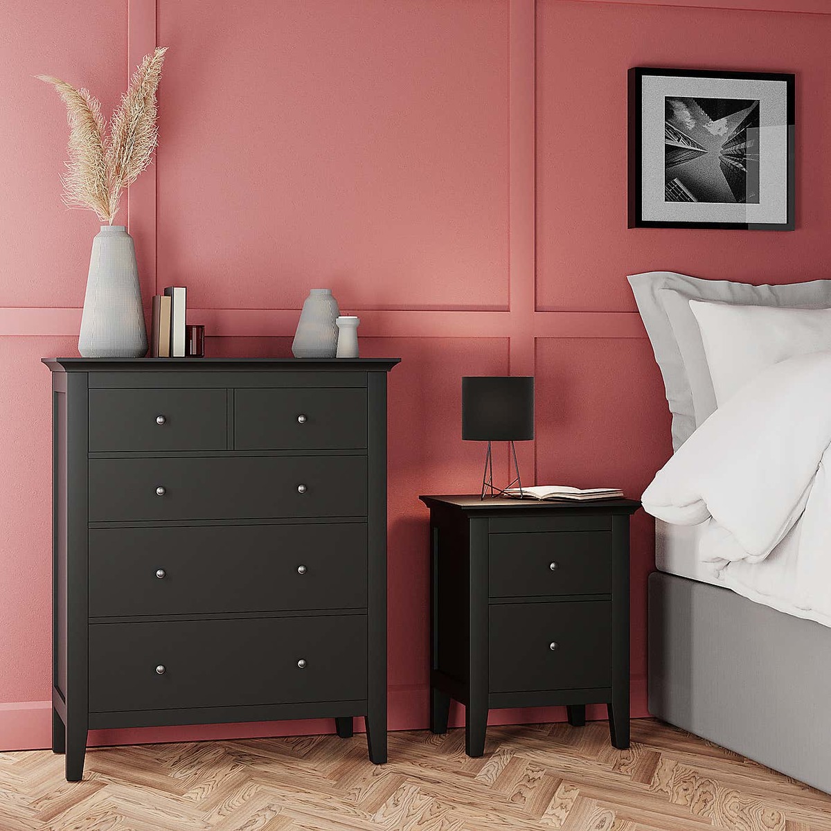 Lynton Black 5 Drawer Chest Black – image 3