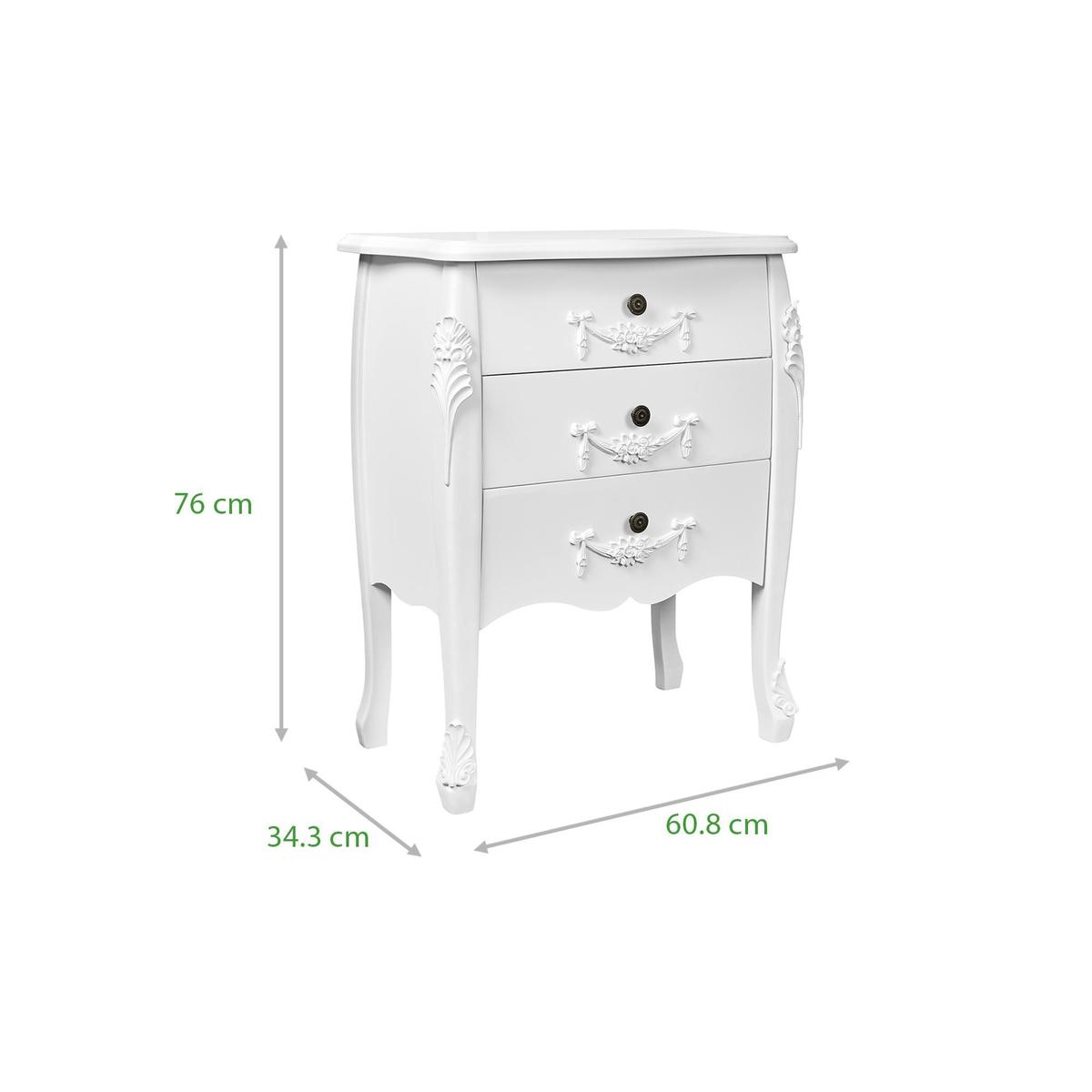 Toulouse Ivory 3 Drawer Chest White – image 3