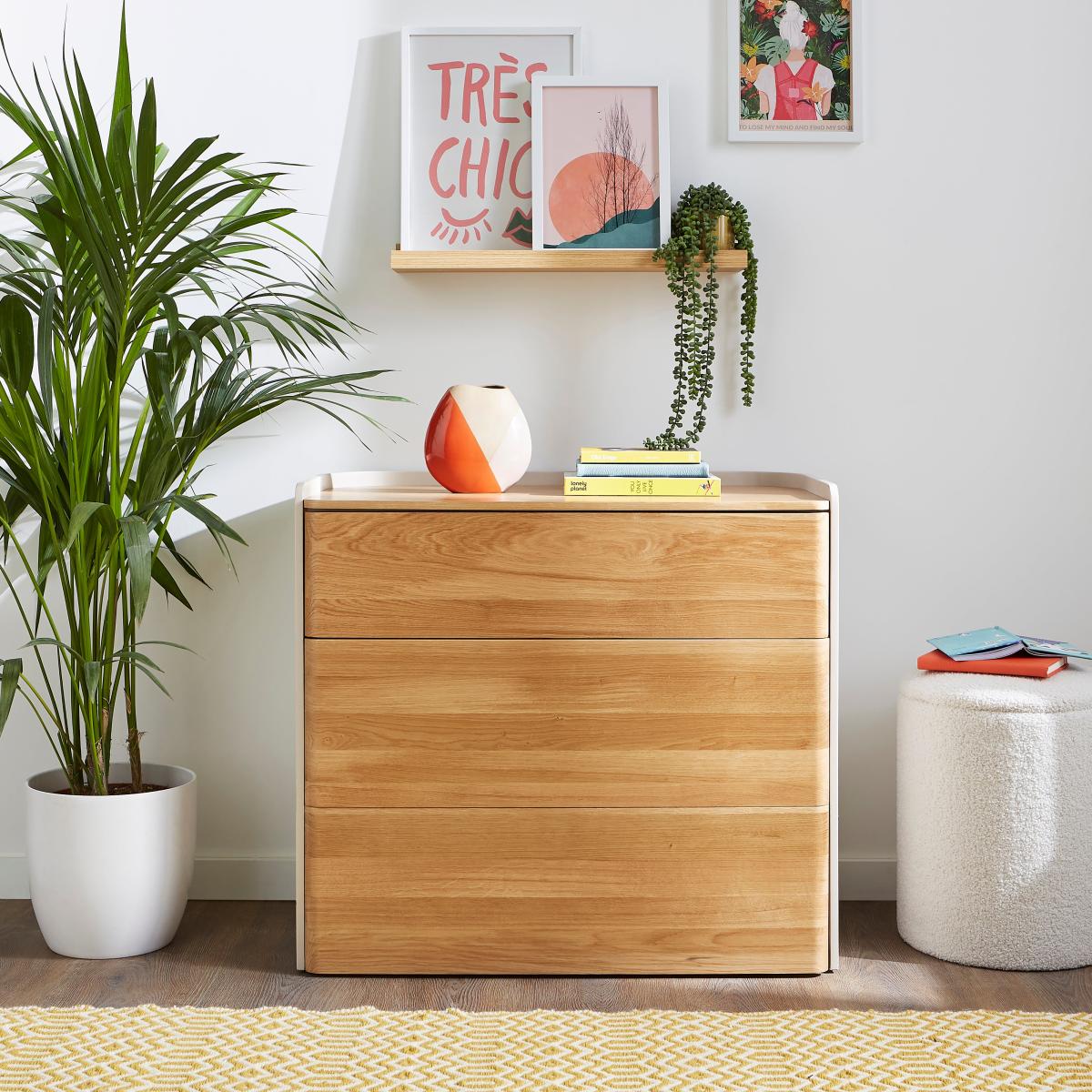 Reggie 3 Drawer Chest, Oak Effect Oak – image 2