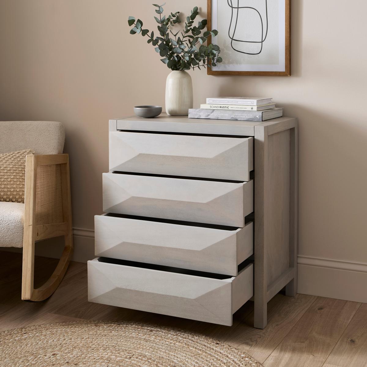 Watkins 4 Drawer Chest, Mango Wood White – image 3