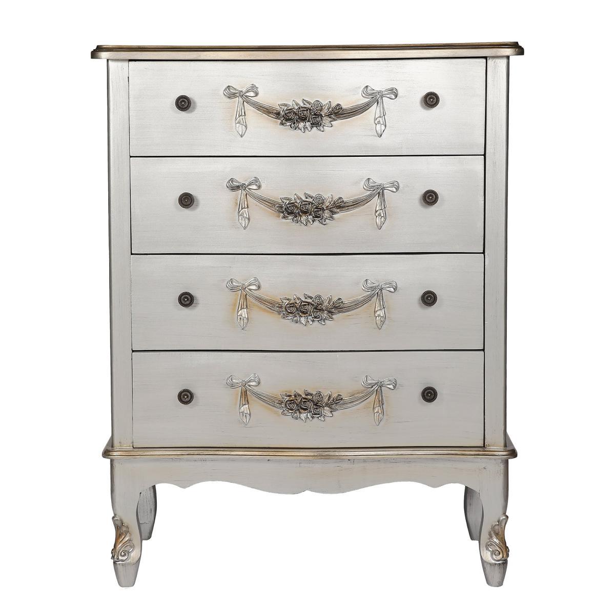 Toulouse Silver Wide 4 Drawer Chest Silver – image 2